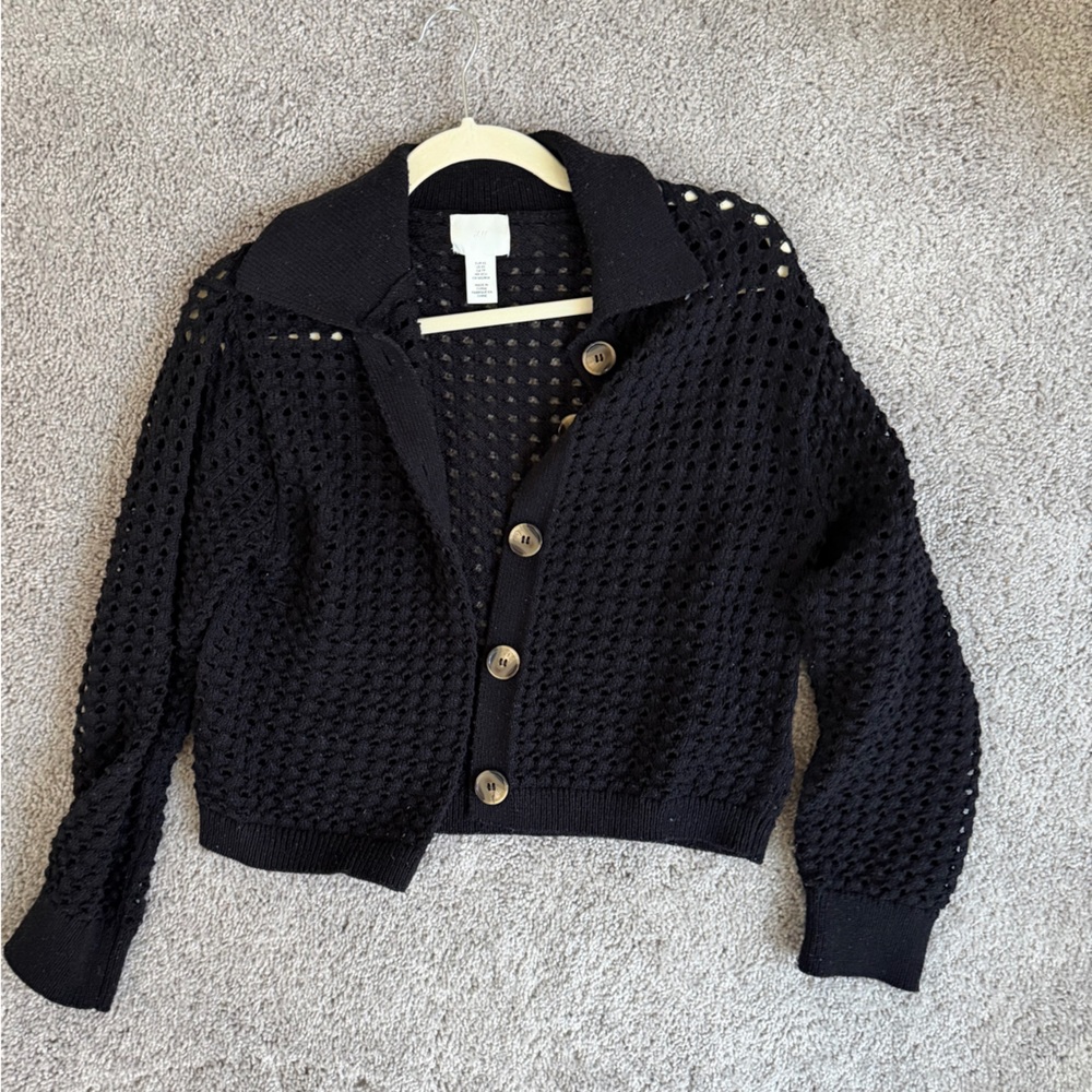 H&M Black Knit Cardigan with Button Details